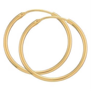 BNH Dame blanke 8 kt rødguld Øre creoler, Ø 25 mm x 1,5 mm